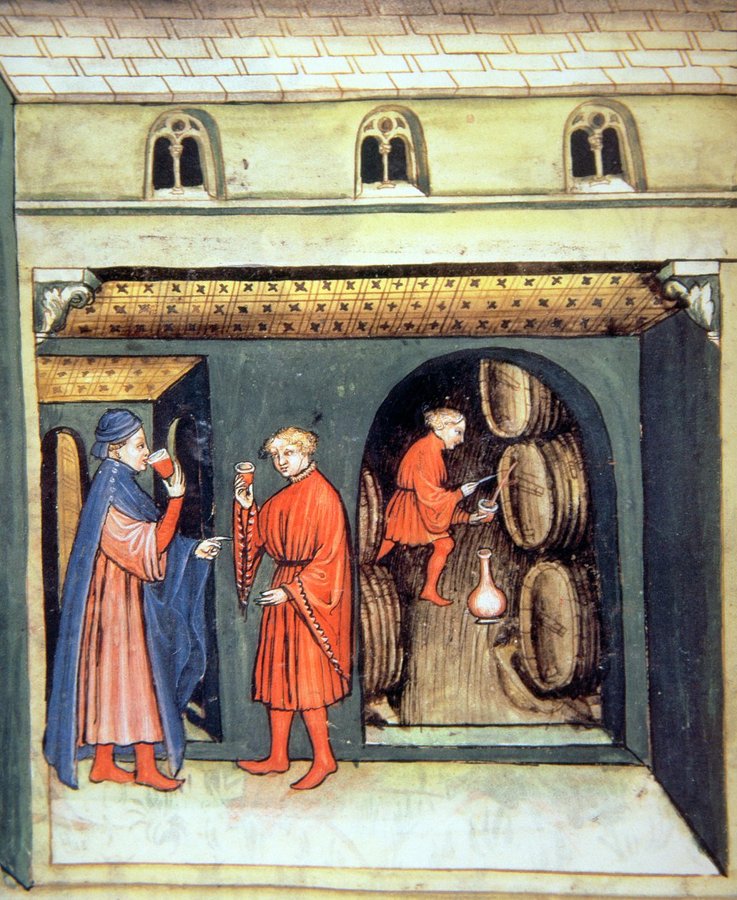 Fol.86v Letité ovocné víno, ilustrace z Tacuinum Santiatis Codex Vindobonensis od Italian School