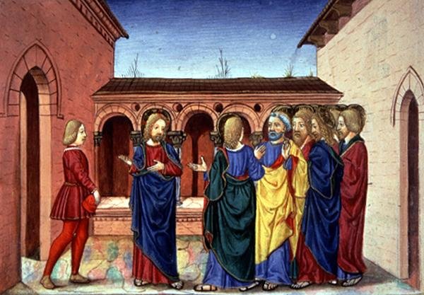 Fol.91v Kristus oznamuje, že Lazarova nemoc není smrtelná (vellum) od Italian School