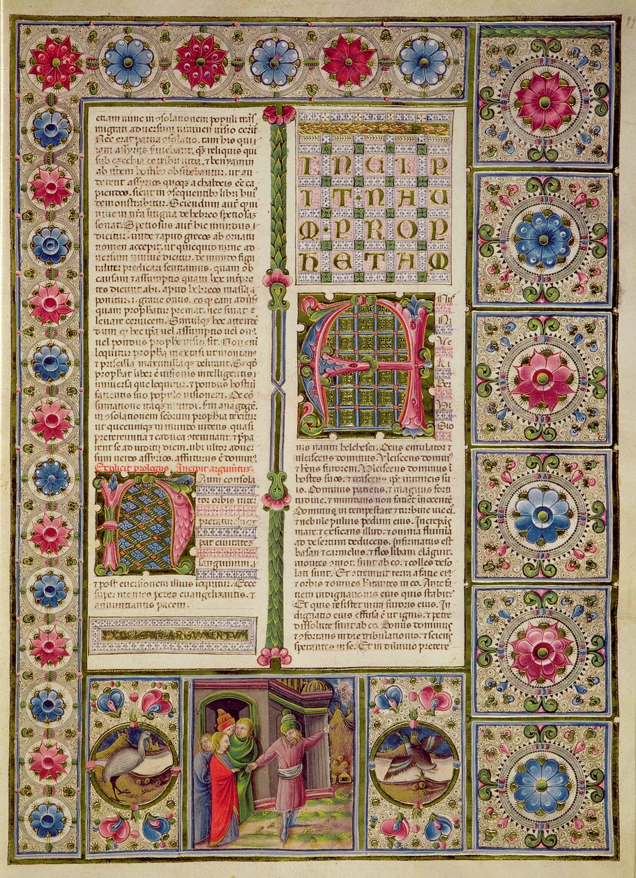 Fol.99r Úvod do Knihy proroka Nauma z Bible Borso d