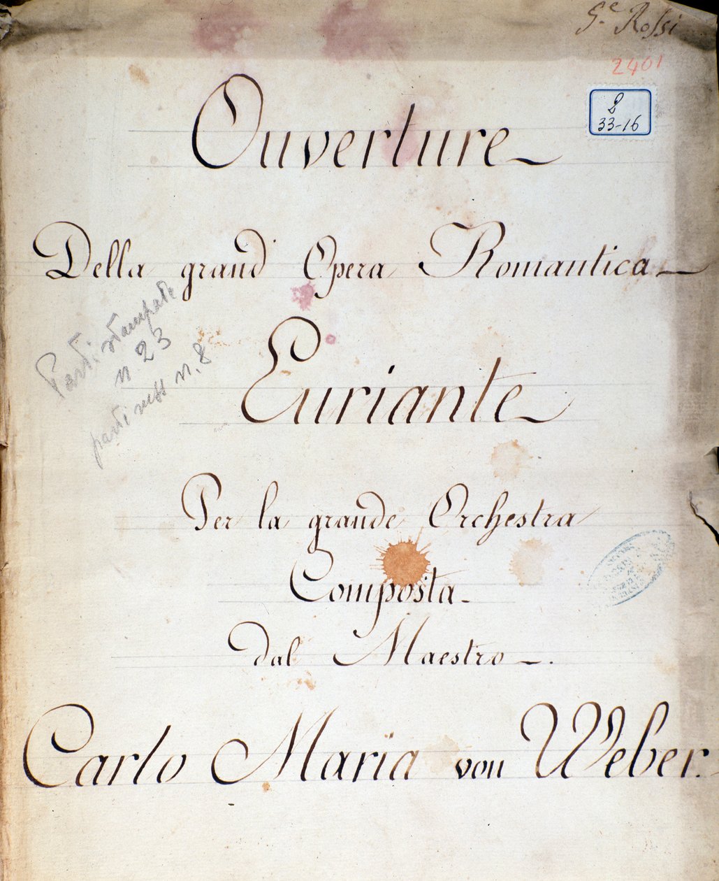 Frontispis z opery „Euryanthe“ od Carla von Webera (litho) od Italian School