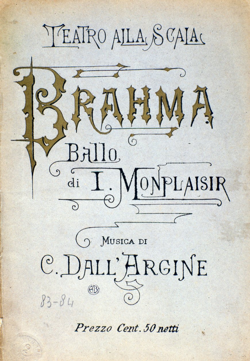 Frontispis baletu Brahma od Monplaisira a dell