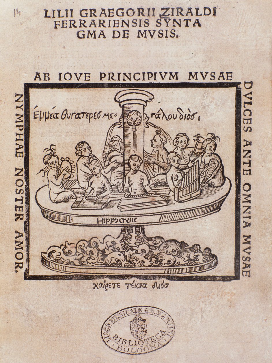 Frontispis Liii Graegorii Ziraldi Ferrara Syntagma De Mvsis od Giglio Gregorio Giraldi od Italian School