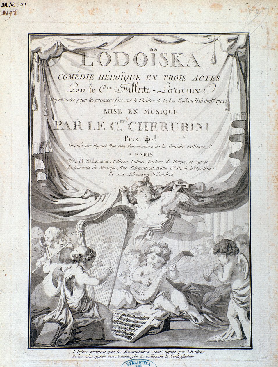Frontispis Lodoiska, opera Luigi Cherubini od Italian School