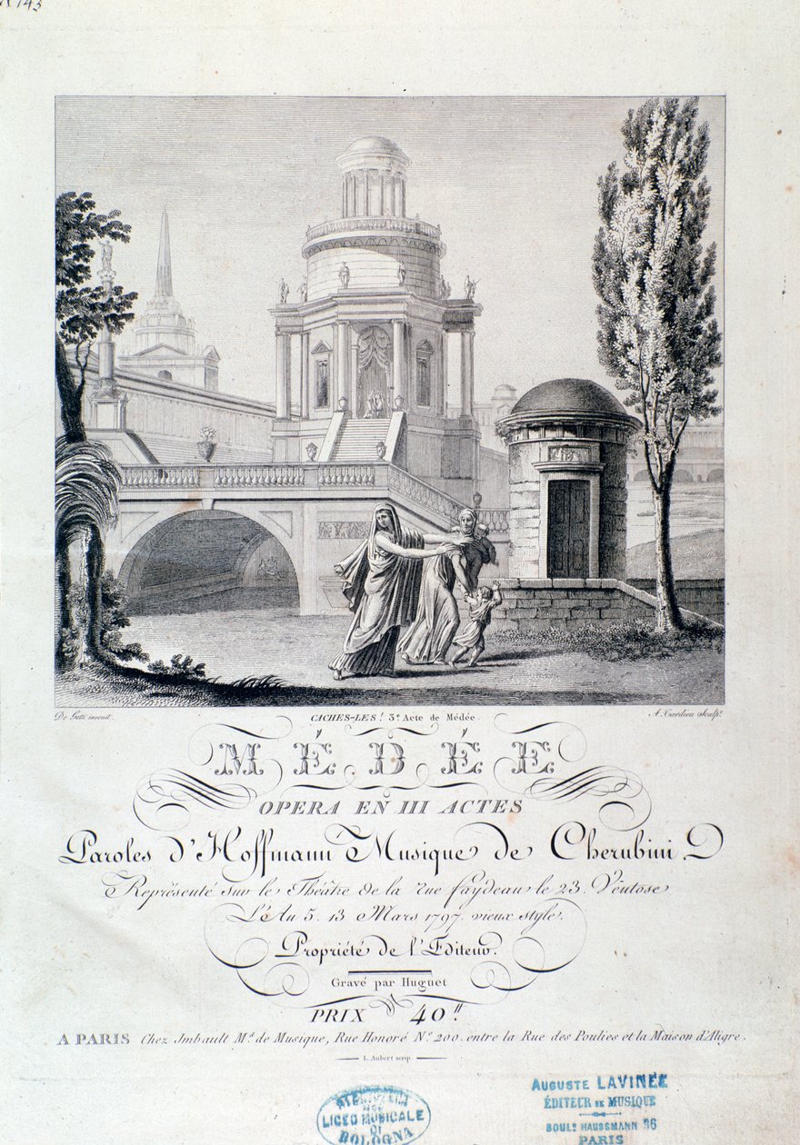 Frontispis hudební partitury Medea (scéna 3), opera Luigi Cherubini od Italian School