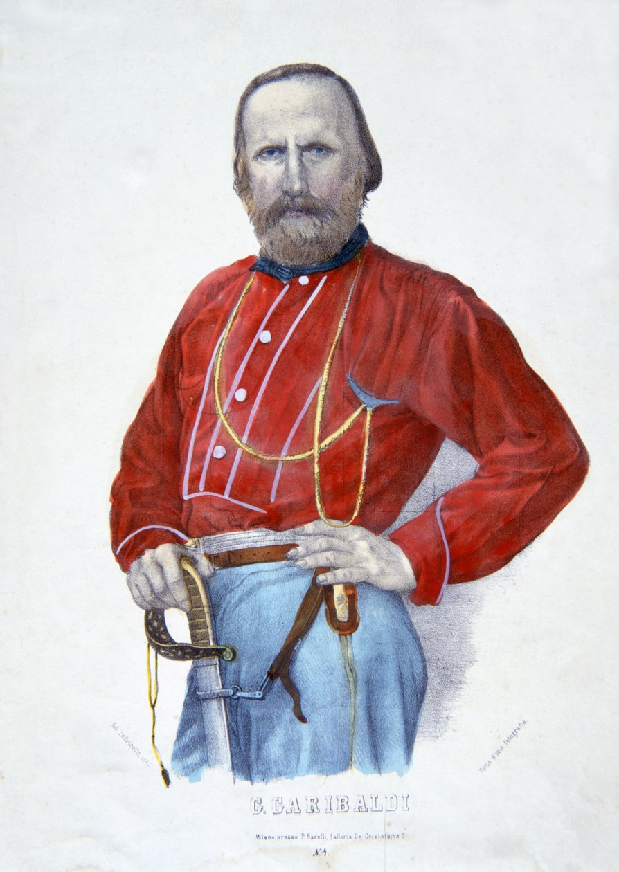 Garibaldi, ilustrace z Historie Itálie od Italian School