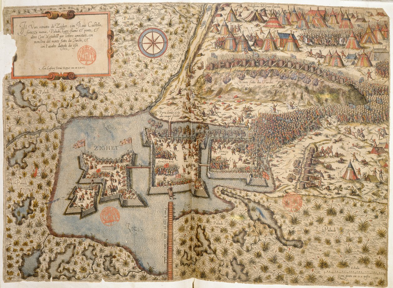 Celkový pohled na bitvu u Szigetvaru, 1566 od Italian School
