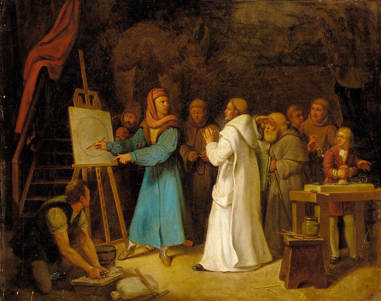 Giotto předvádí umění kreslení ve svém ateliéru od Italian School