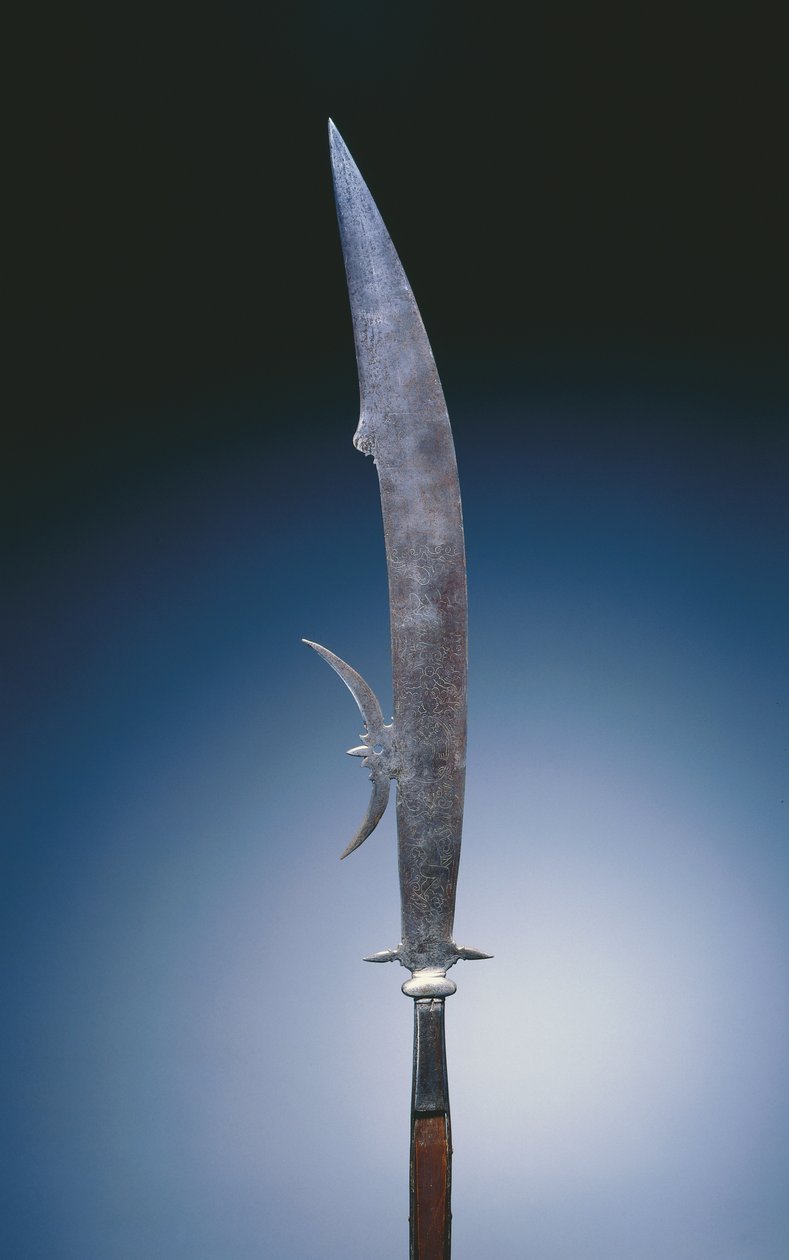 Glaive s pažemi rodiny Giustini, Benátky, cca 1600-20 (ocel a dřevo) od Italian School