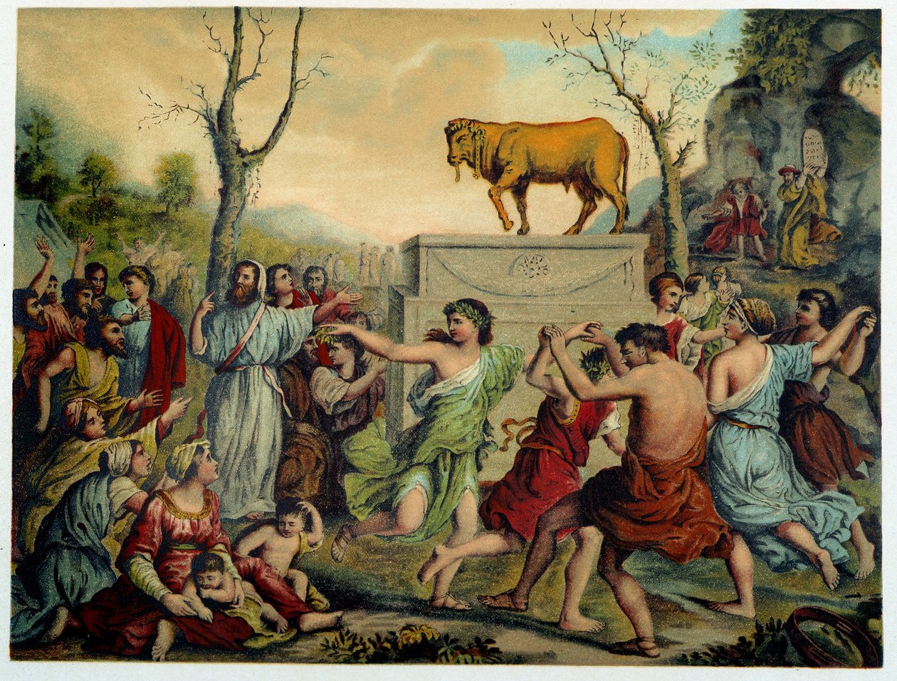 Zlaté tele v „Zlaté klasické Bibli: Historie Božího zjevení ve starověku a v novém úsilí“ od Giovanniho Ladislao Sykory (sv. 1), přeložil Don Clemente Benetti. (italská bible) od Italian School