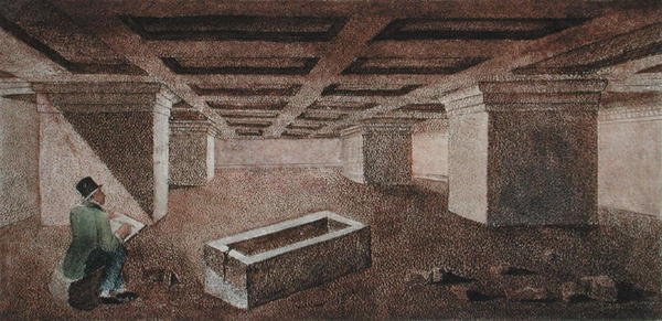 Grotta del Cardinale, ilustrace z „Etruských památek“ od Francesca Inghiramiho (1772-1846), publikovaná ve Fiesole od Italian School