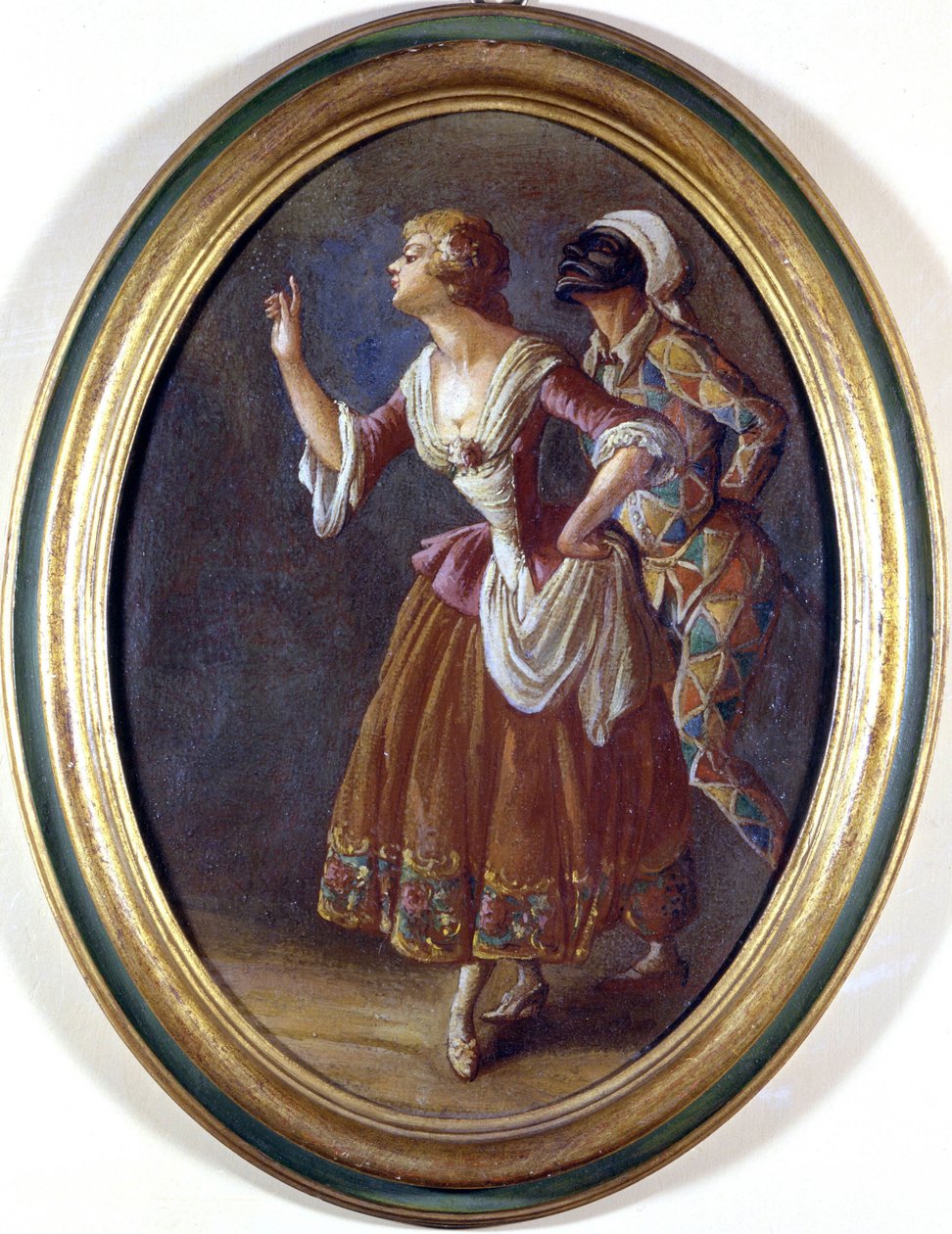 Harlekýn a Kolumbína. Anonymní obraz z počátku 19. století. Muzeum Burcardo, Řím. od Italian School