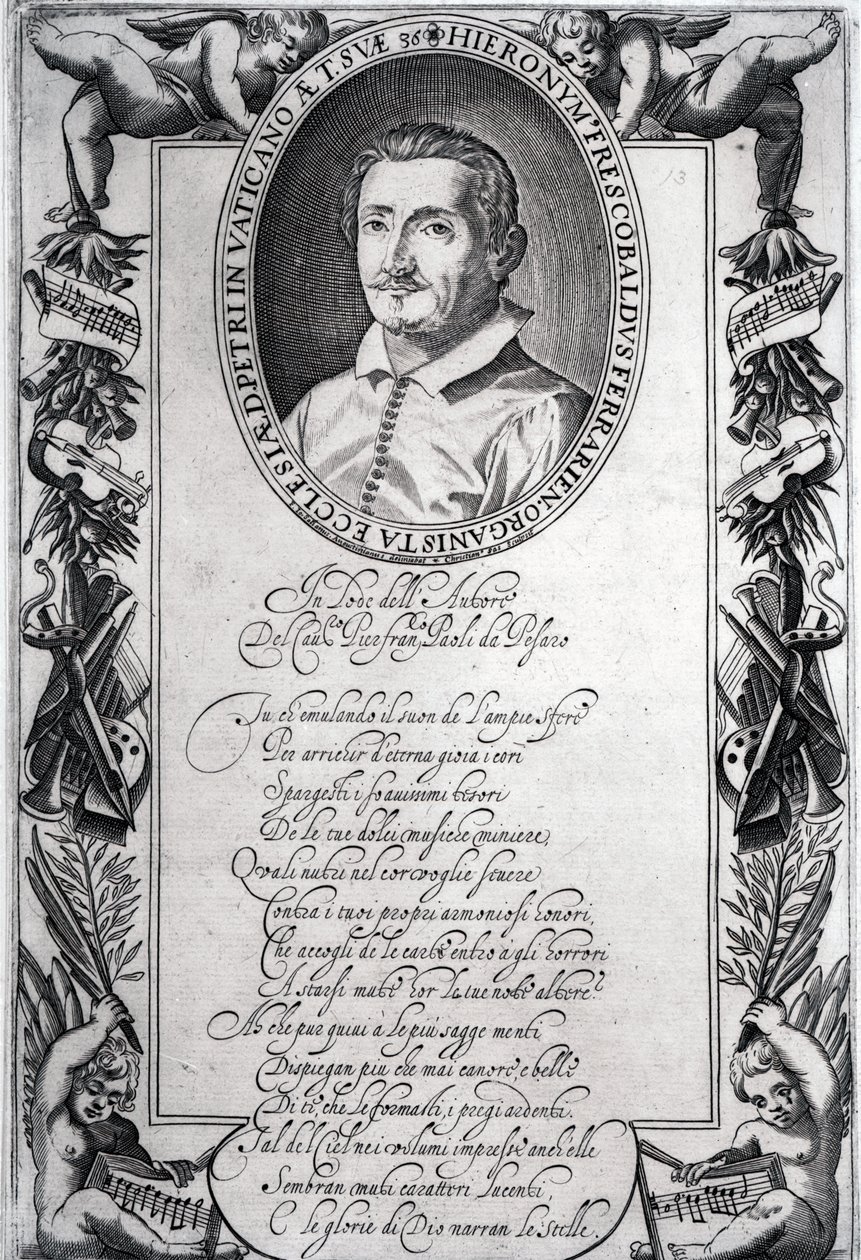 Hieronymus Frescobaldi, rytina Christian Sas od Italian School
