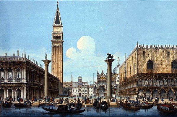 Il Molo, ze souboru čtyř benátských scén, kolem roku 1850 (ručně kolorované lito) od Italian School