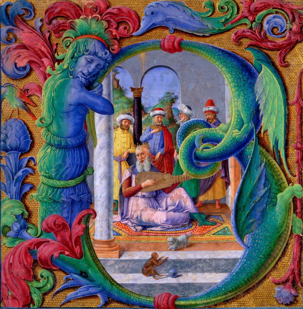 Iluminovaná iniciála B (tempera na pergamenu) od Italian School