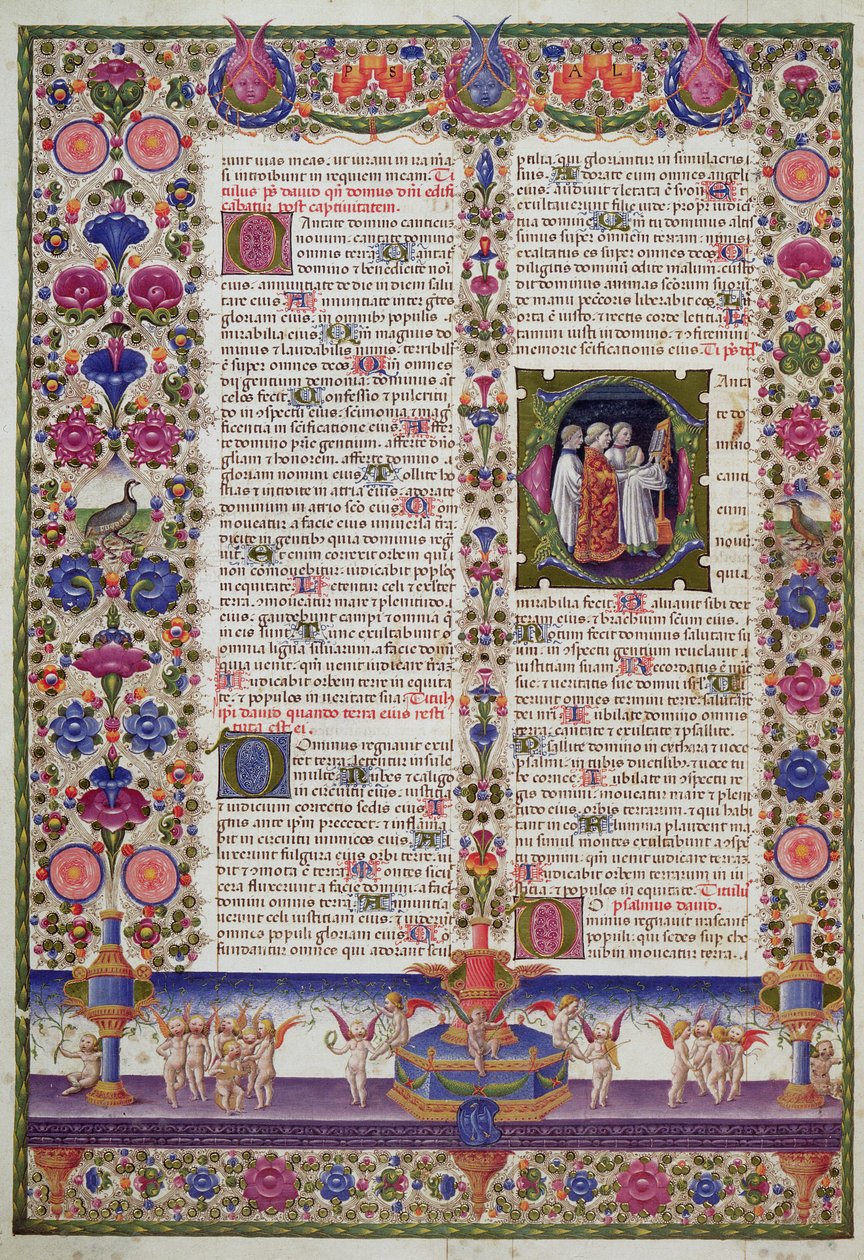 Osvětlená stránka z Knihy žalmů, z Bible Borso d