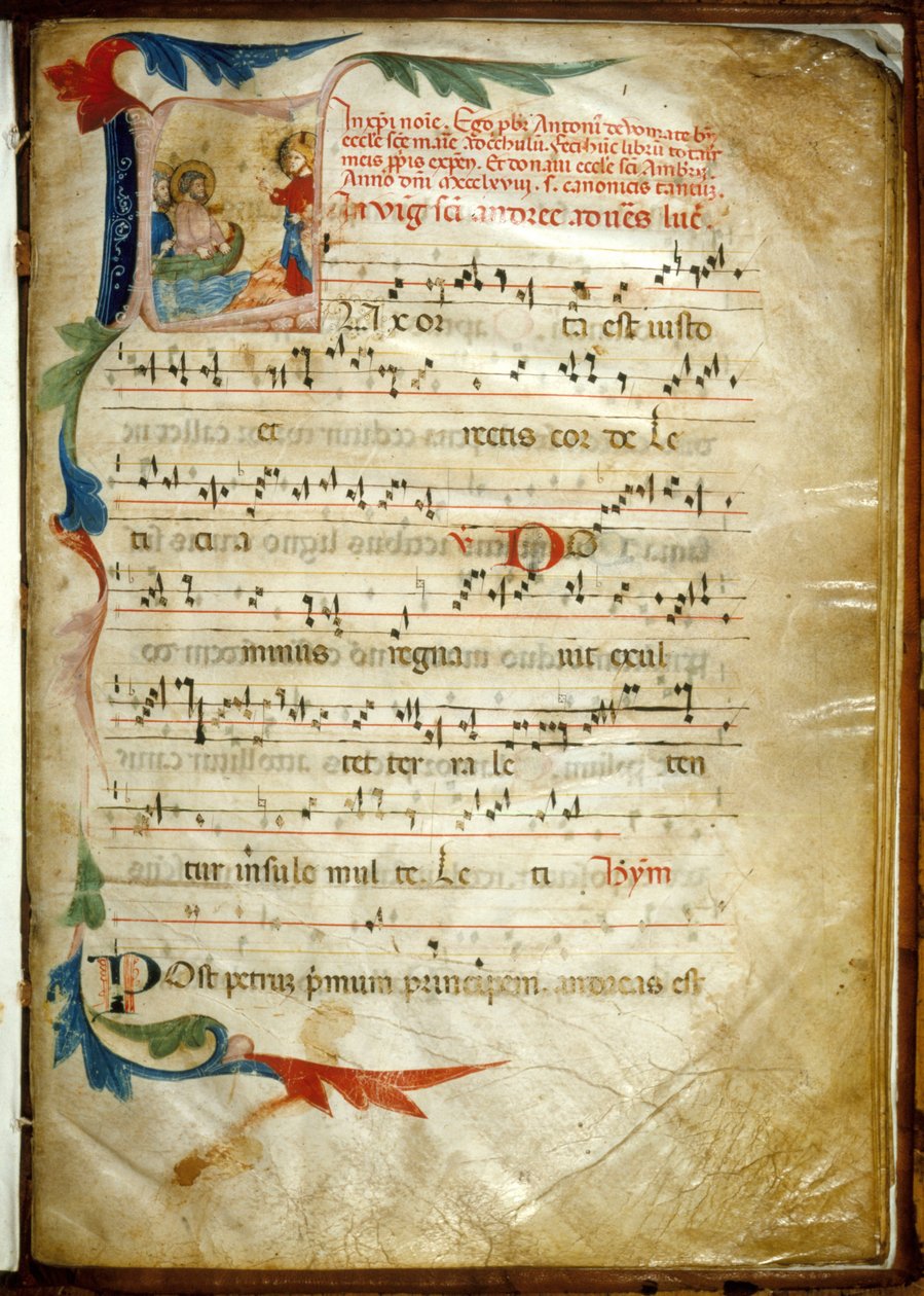 Iluminovaná partitura ambrosiánských písní od Messale di Antonio da Vumate od Italian School