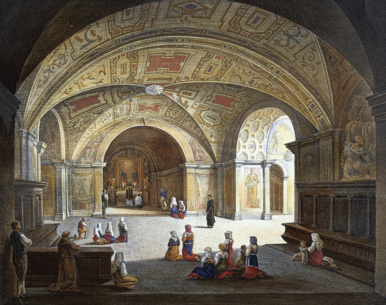 Interiér, opatství Monte Cassino od Italian School