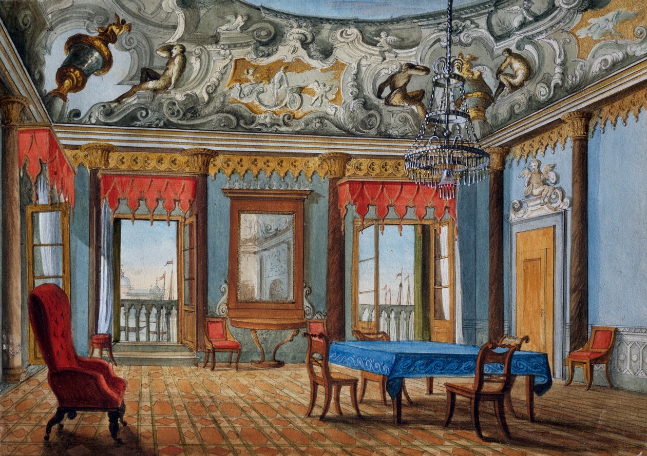 Interiér benátského paláce od Italian School