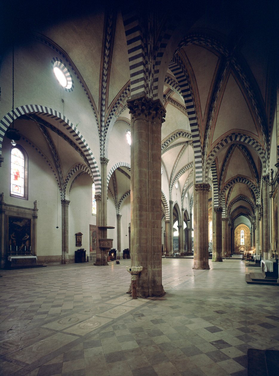 Vnitřní pohled na baziliku Santa Maria Novella od Italian School