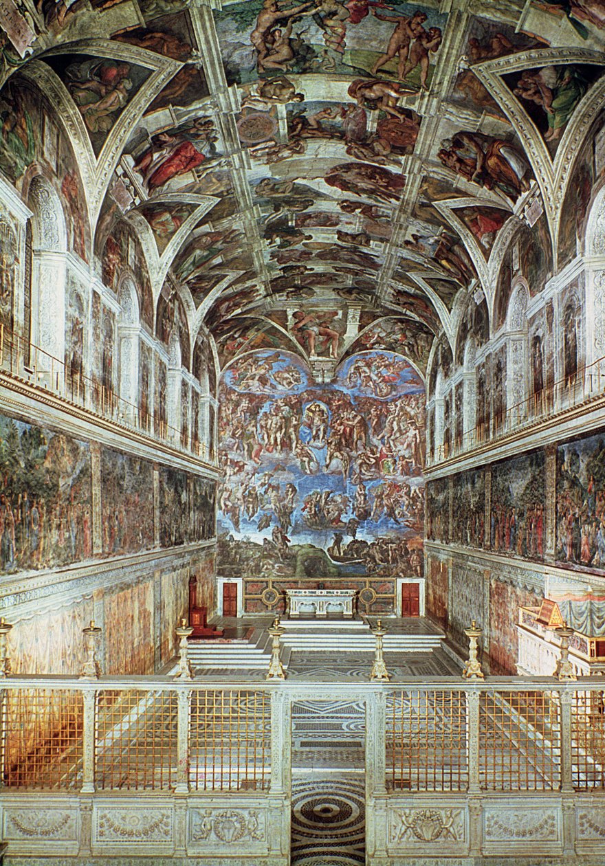 Vnitřní pohled na Sixtinskou kapli (před restaurováním) od Italian School