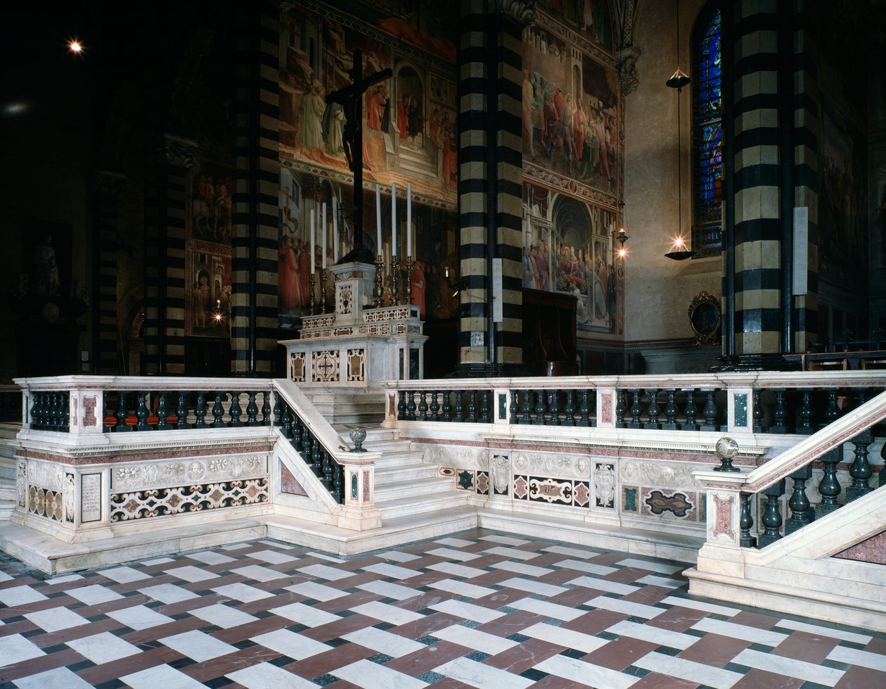 Vnitřní pohled na katedrálu Santo Stefano del Prato od Italian School