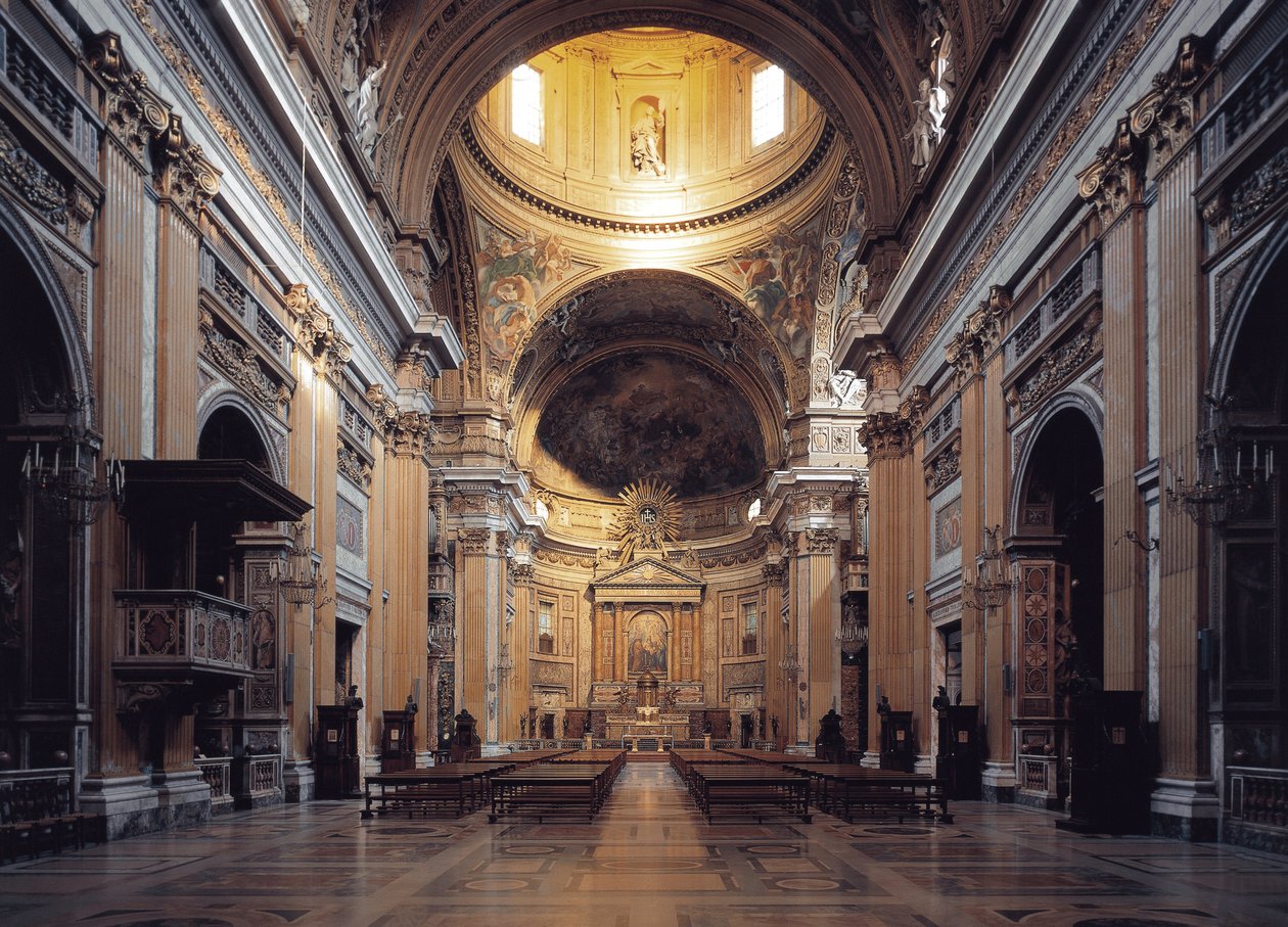 Vnitřní pohled na kostel Gesu v Římě, cca 1568 (vnitřní pohled na Chiesa del Gesu v Římě, Itálie) od Italian School