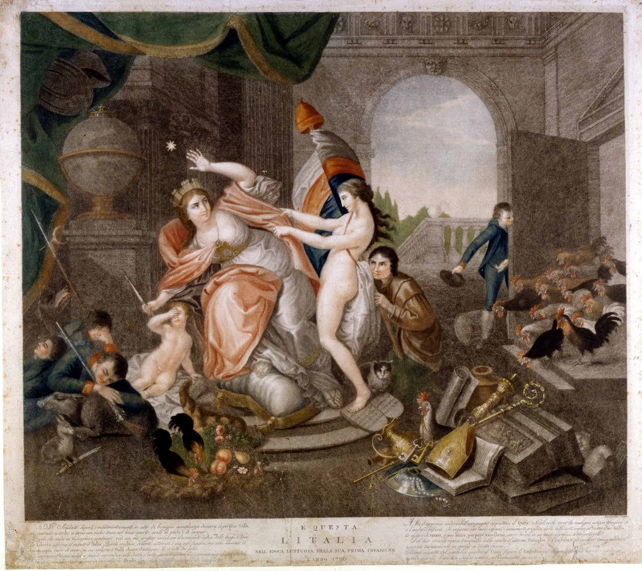 Italská protifrancouzská satirická publikace o invazi v roce 1796. Museo del Risorgimento. Milán od Italian School