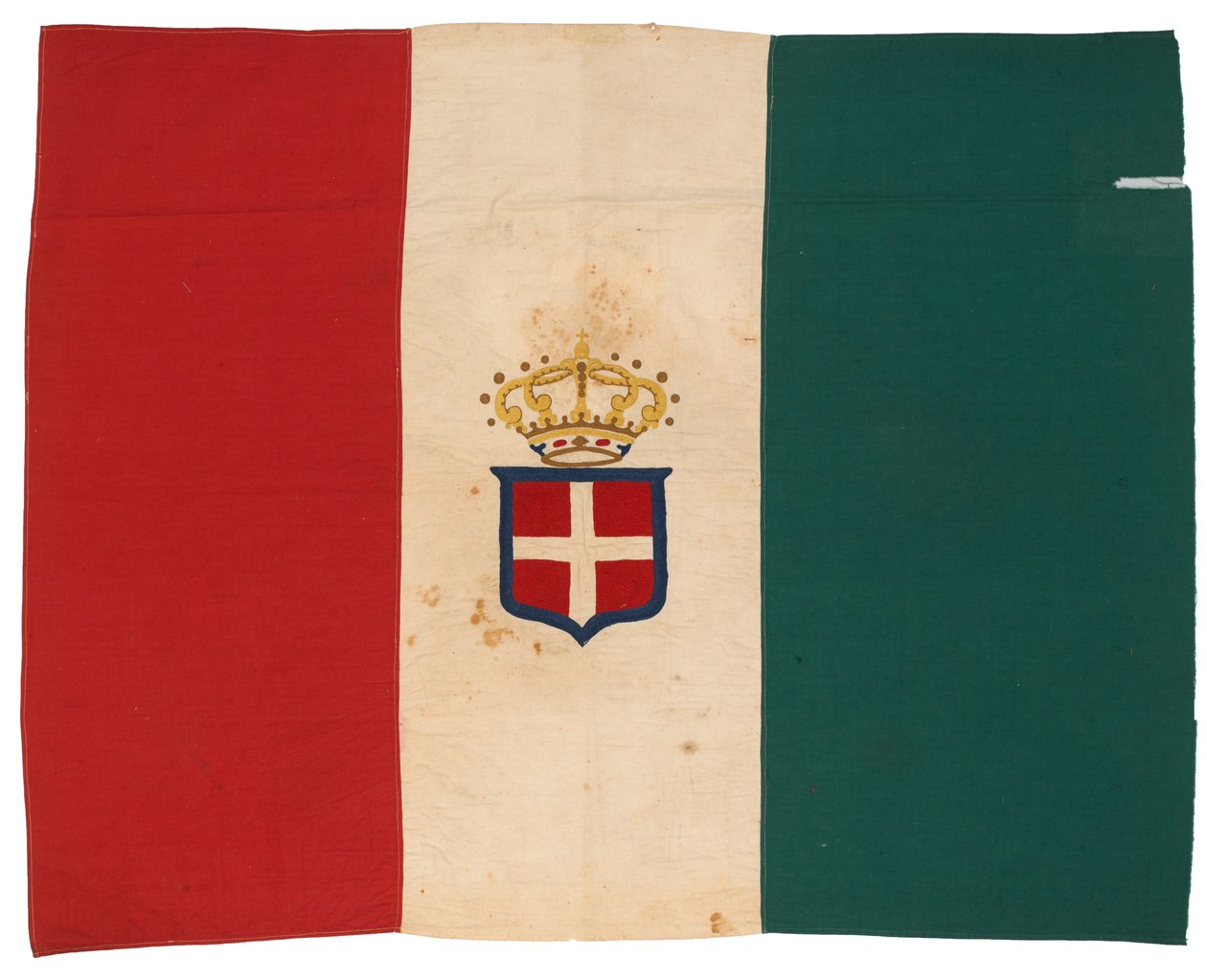 Italská vlajka ukořistěná královskými africkými puškami v Gondaru v Etiopii od Italian School
