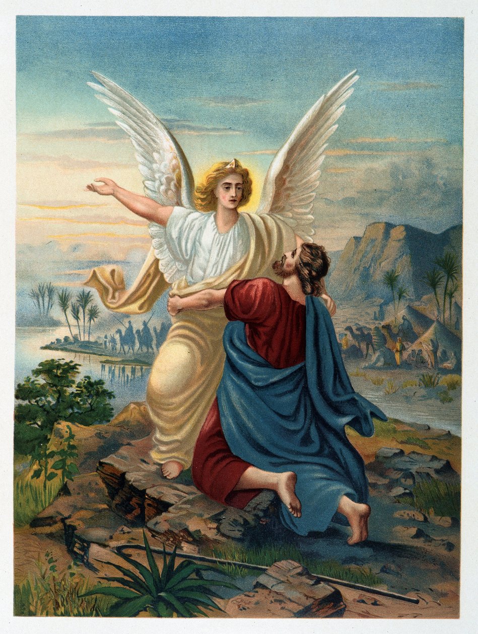 Jakubův boj s andělem v „Aurea Bibbia classica: storia della rivelazione divina nell