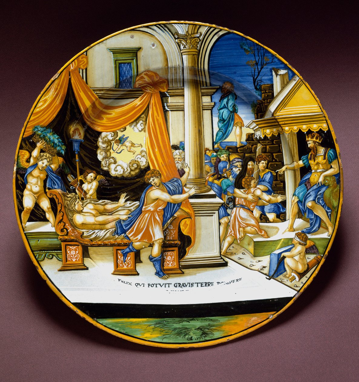 Joseph a manželka Putifara Joseph prchající před manželkou Putifara (Pótifar) ve snaze ho svést. Keramický talíř vyrobený v Urbino, Itálie. 1537 kolem Florencie, Museo Nazionale del Bargello od Italian School