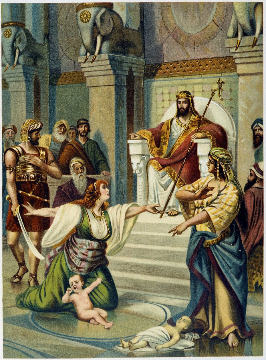 Soud Šalamounův – v „Klasické zlaté bibli: Historie Božího zjevení ve starověkém a novém napětí“ od Giovanniho Ladislao Sykory (sv. 1), přeložil Don Clemente Benetti. (italská bible) od Italian School