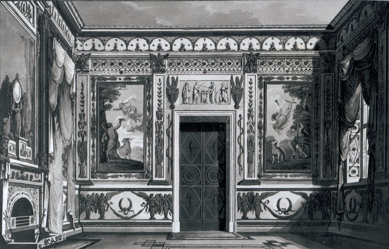 Velký řecký salon, z knihy Gaetana Landiho Architektonické dekorace, 1810 od Italian School