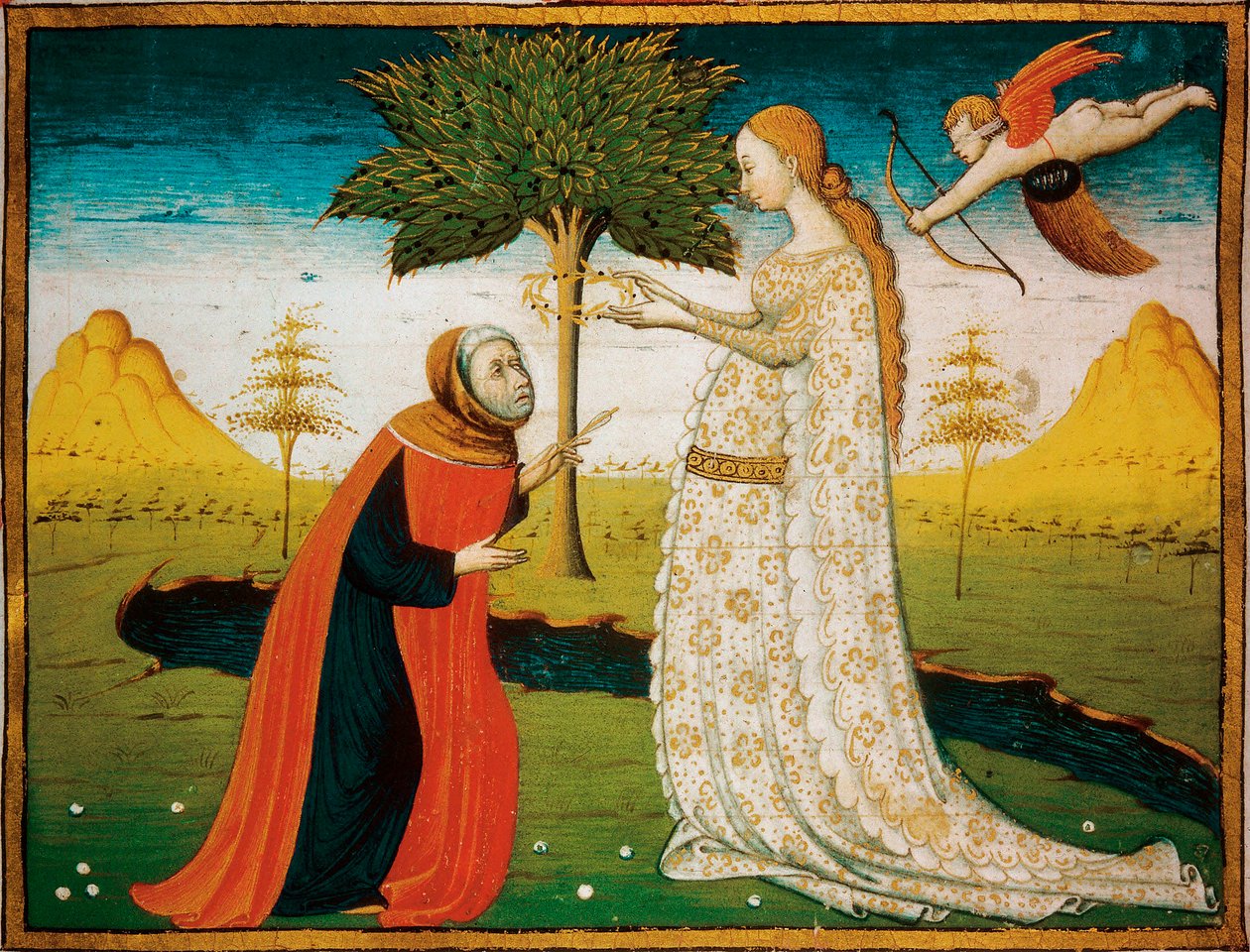 Laura (Laure) de Noves (1308-1348) korunující básníka Francesca Petrarcu (Petrarque). od Italian School