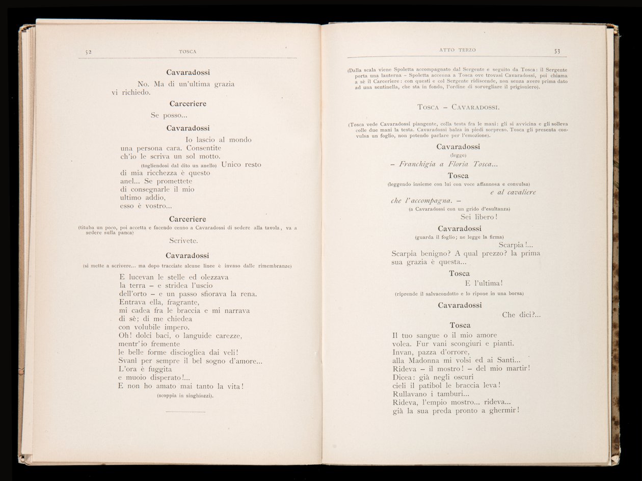 Libreto Tosca Giacomo Puccini, Edition Ricordi, Itálie od Italian School
