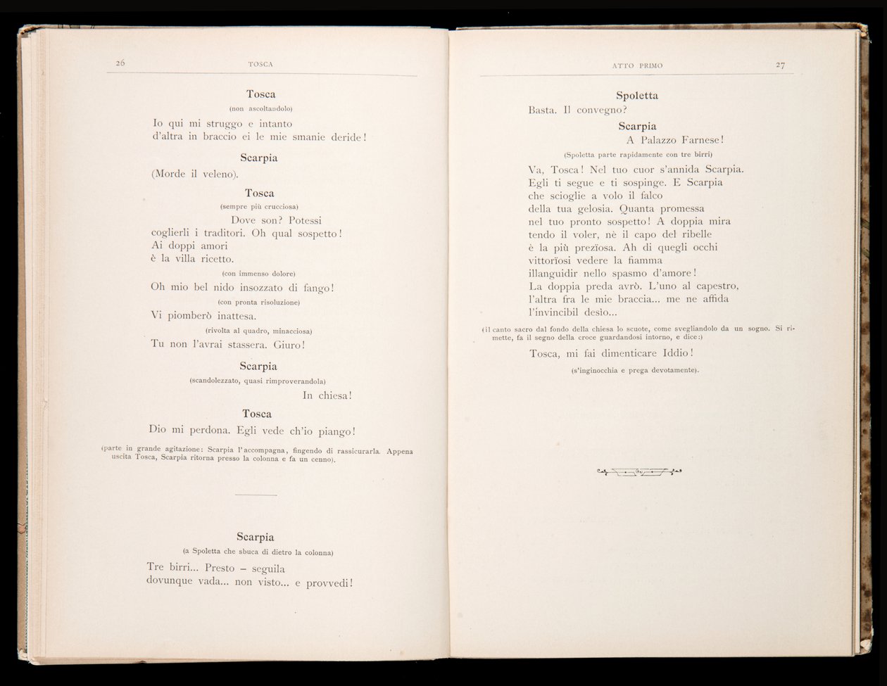 Libreto Tosca Giacomo Puccini, Edition Ricordi, Itálie od Italian School