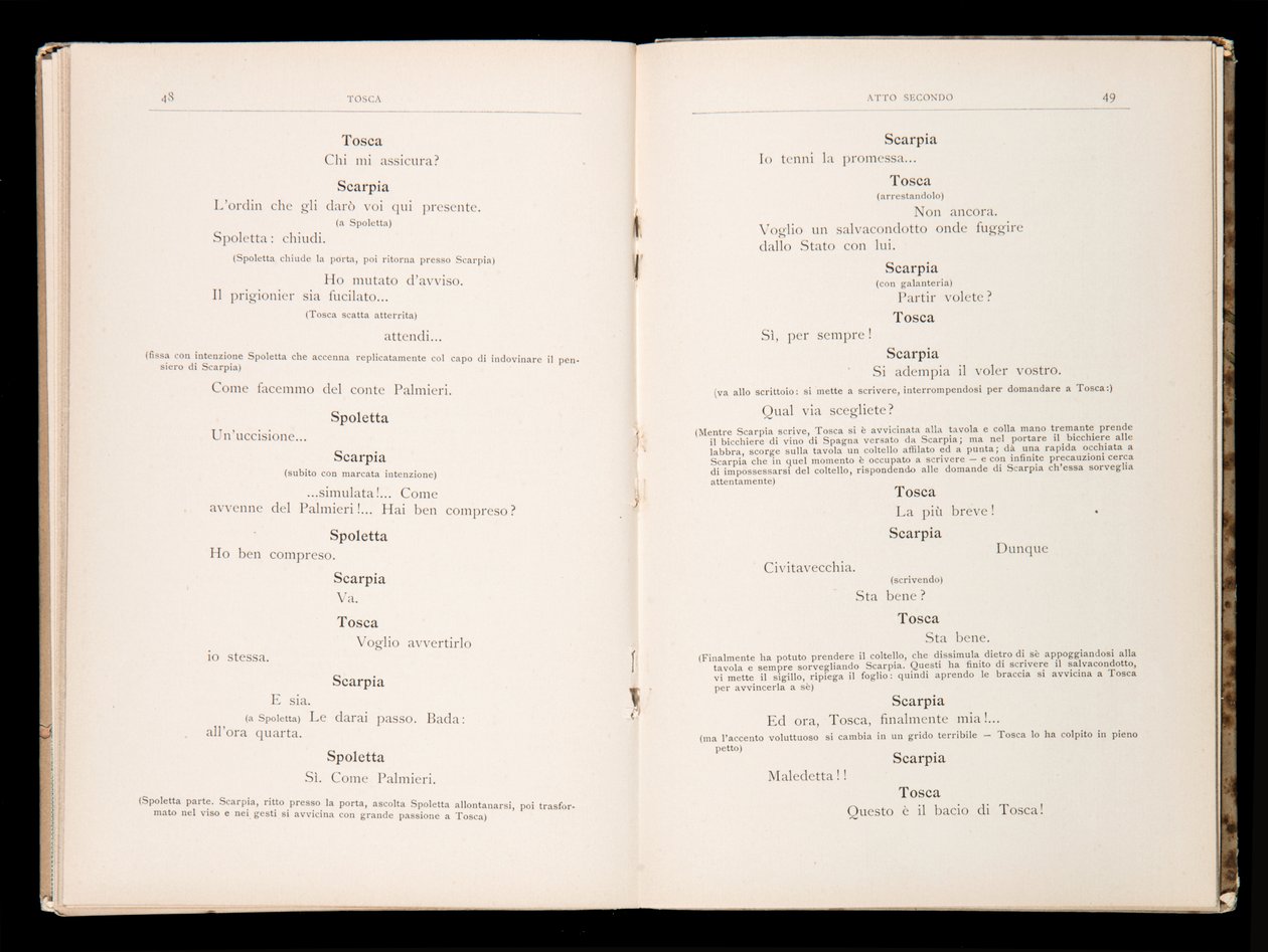 Libreto Tosca Giacomo Puccini, Edition Ricordi, Itálie od Italian School