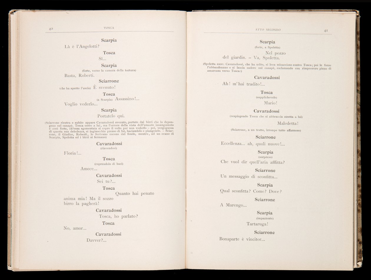Libreto Tosca Giacomo Puccini, Edition Ricordi, Itálie od Italian School