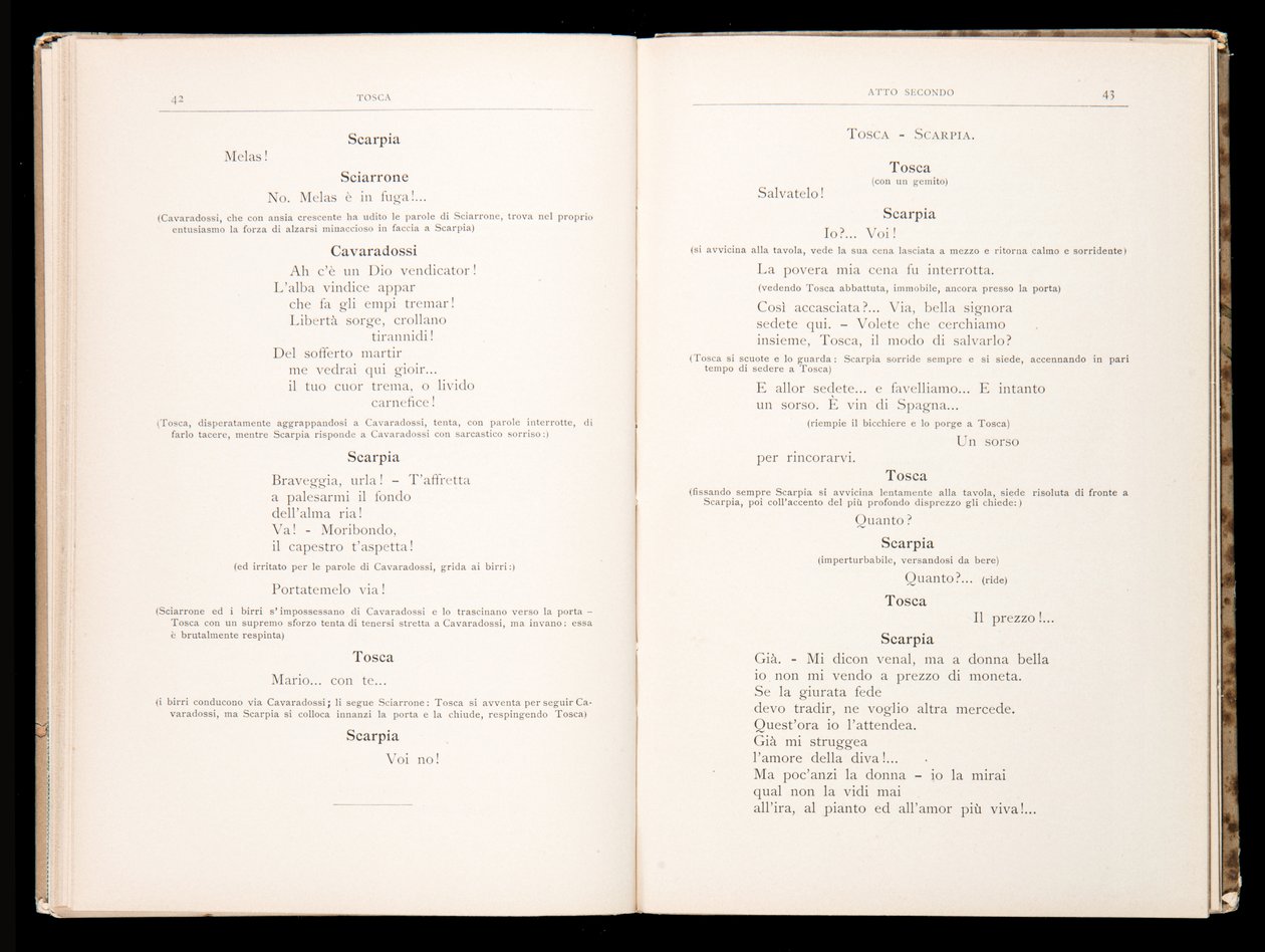 Libreto Tosca Giacomo Puccini, Edition Ricordi, Itálie od Italian School