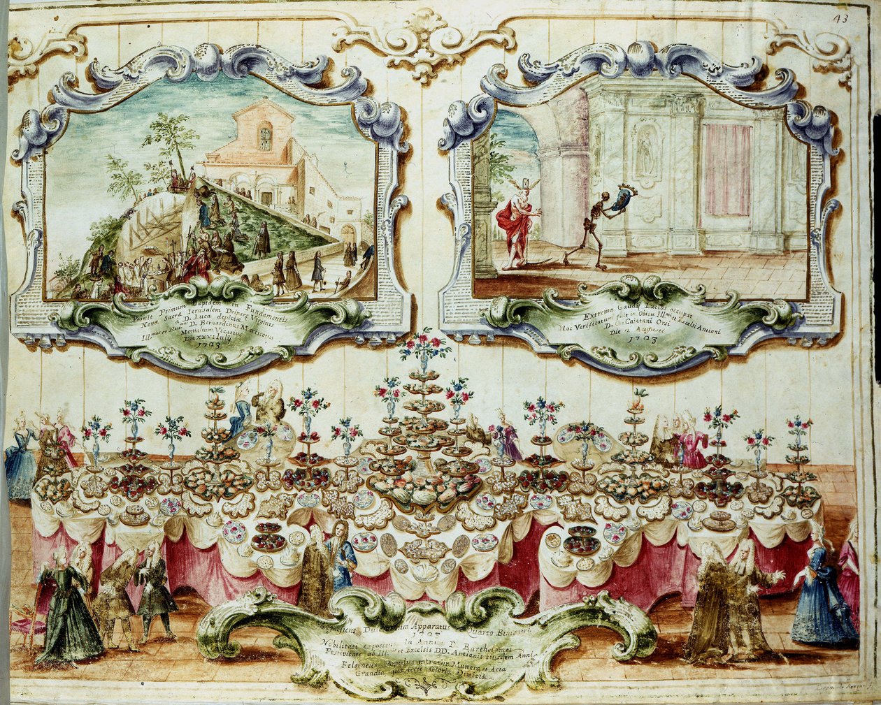 Oběd podávaný na počest boloňské šlechty na svátek svatého Bartoloměje (nebo Bartoloměje). 1723. Archivio di Stato di Bologna. od Italian School