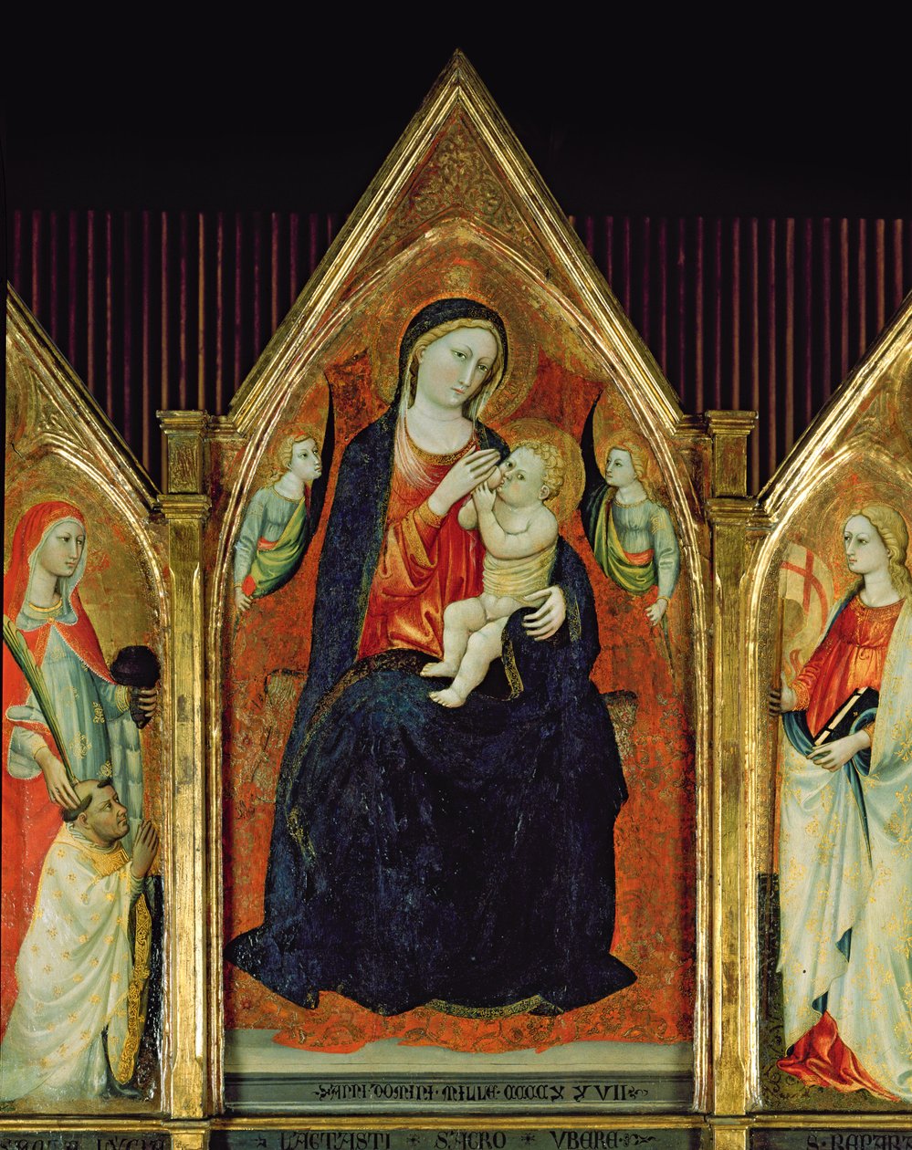 Madona kojící Ježíška se svatými (tempera na dřevě) (detail 254064) od Italian School