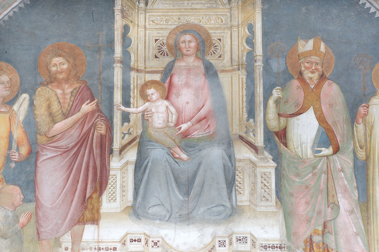 Madona s dítětem, Anděl Gabriel, Svatý Jan Křtitel, Svatý Ambrož, Svatý Bernard od Italian School