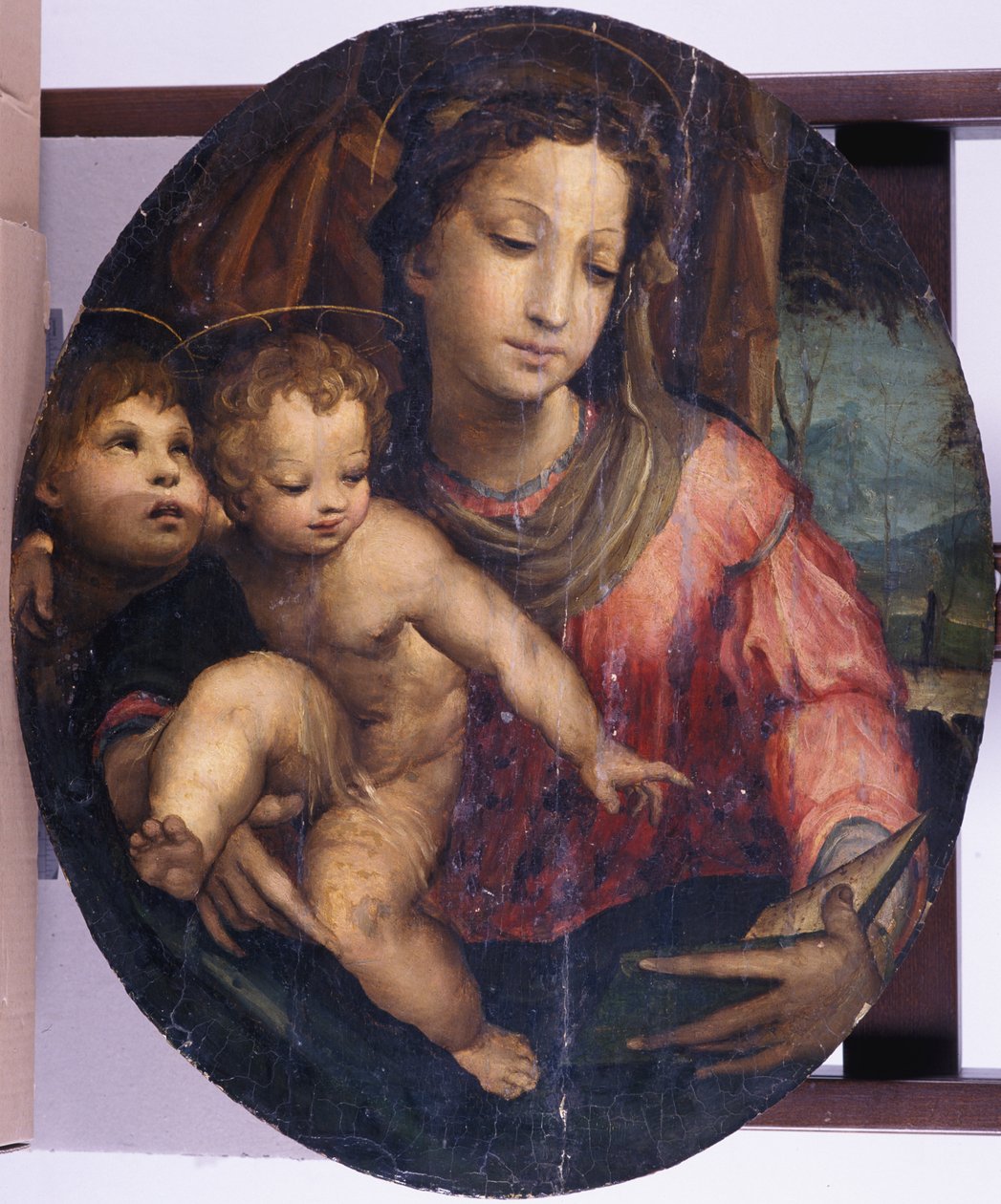 Madona a dítě s Janem Křtitelem, 1546-55 (olej na borovém dřevě) od Italian School