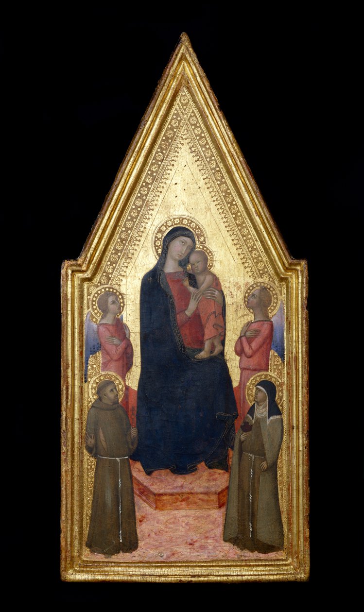 Madona s dítětem se sv. Františkem, svatou Klárou a dvěma anděly, 1340-50 (tempera a plátkové zlato na desce) od Italian School