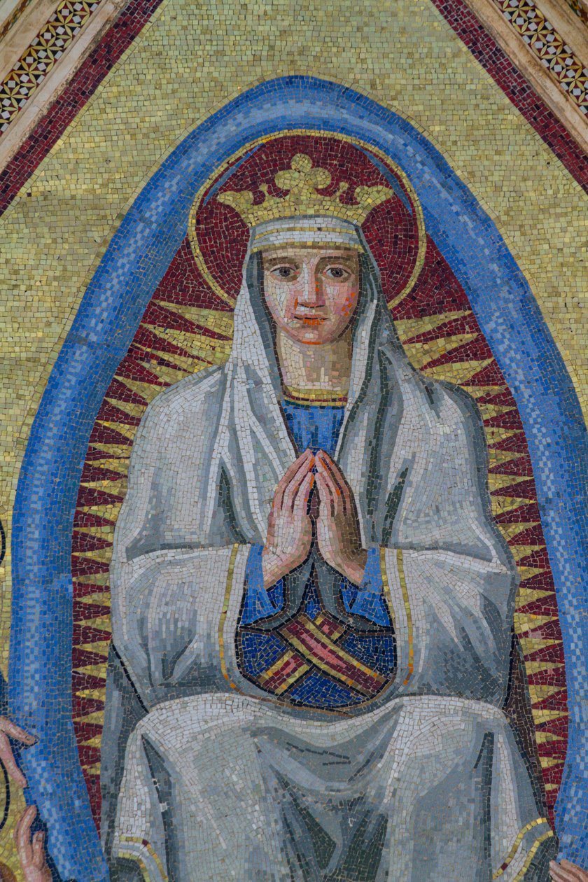 Madona v mandorle, detail z Nanebevzetí Panny Marie do slávy, mozaika, štít centrálního vchodu, průčelí katedrály Orvieto, Umbrie, Itálie od Italian School