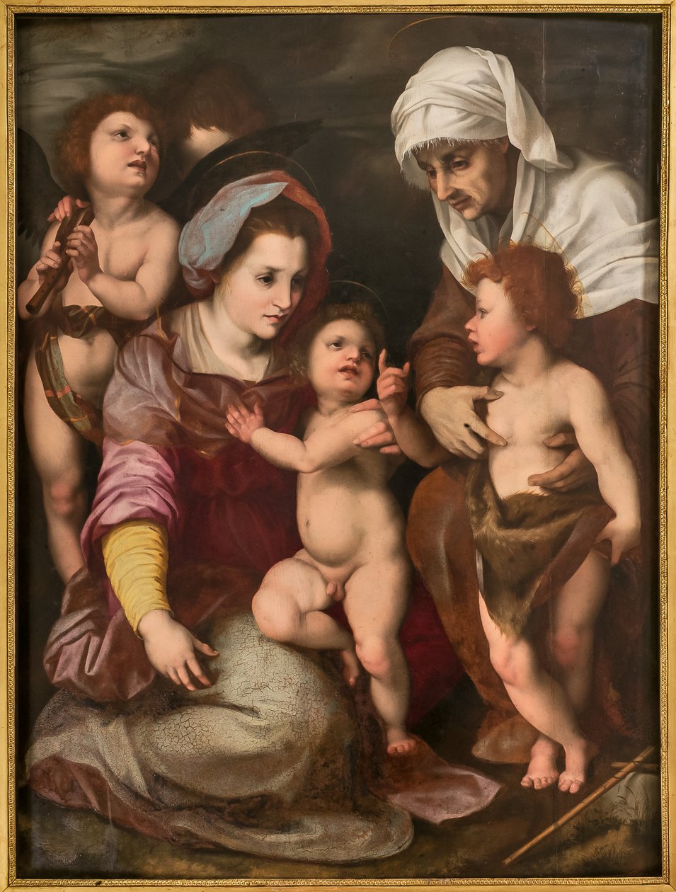 Madona s Jezulátkem, sv. Alžběta, Jezulátko sv. Jana a dva andělé, kopie od Andrea Del Sarto (olej na desce) od Italian School