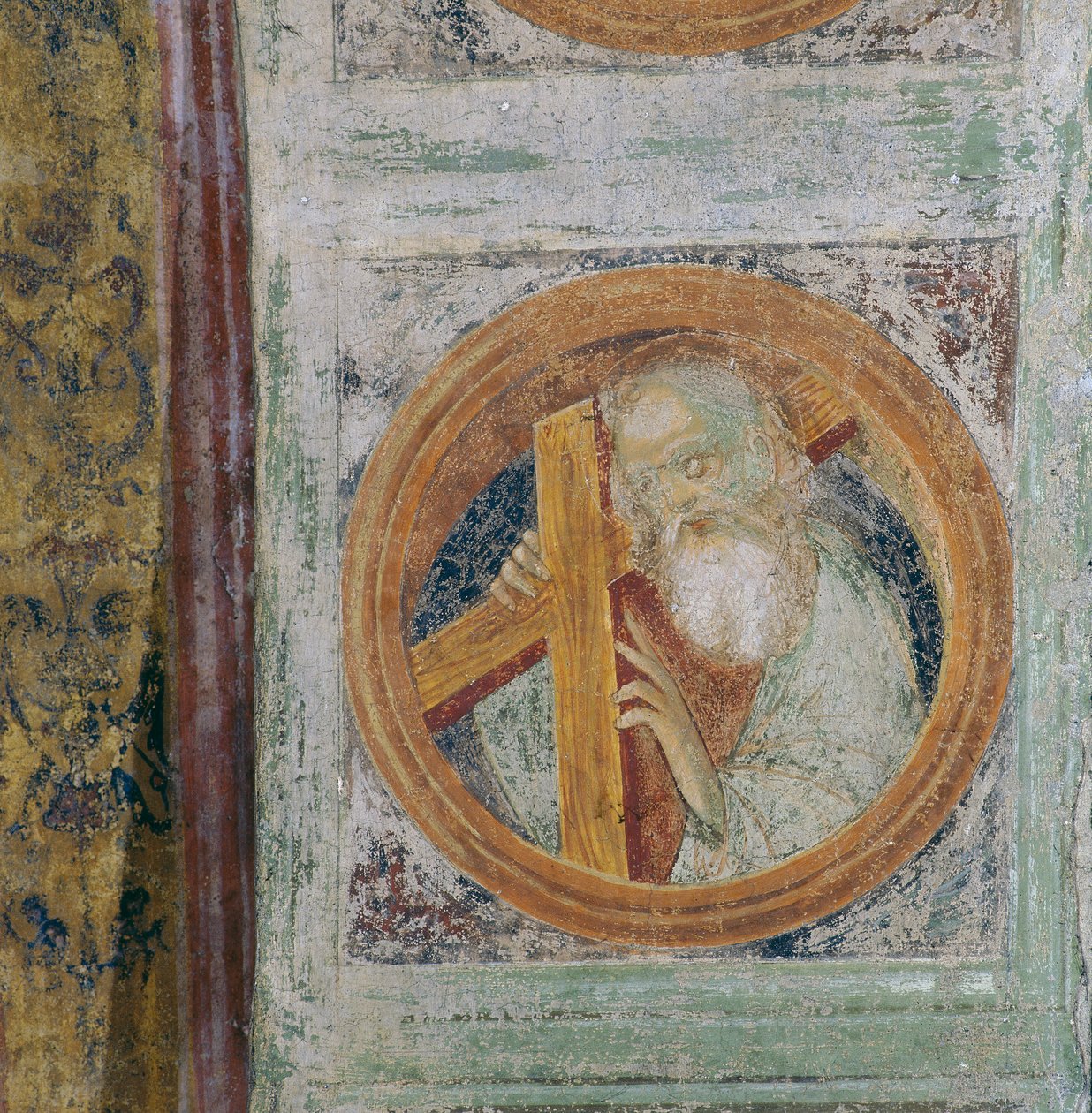 Mužský světec s křížem, možná Saint Andrew (freska) od Italian School