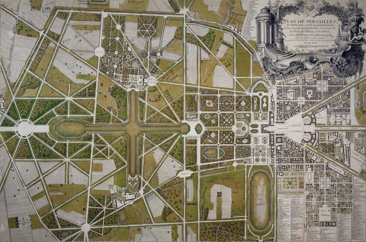 Mapa Villa Mansi a jejích zahrad v Capannori (Toskánsko), rytina, Itálie od Italian School