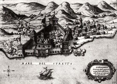 Mapa Dardanel, benátského dobytí a pevnosti proti Turkům od Italian School