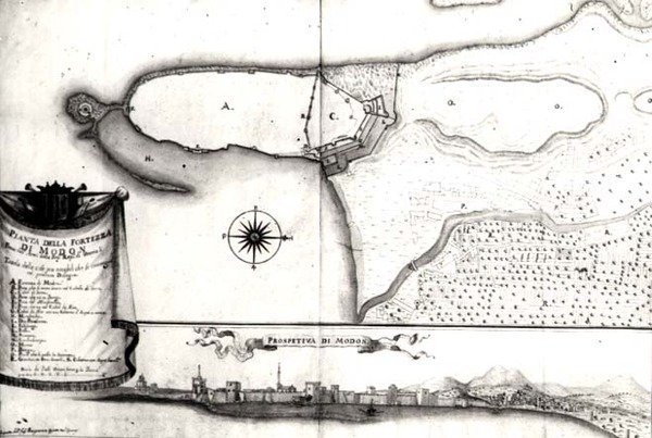 Mapa pevnosti v Modonu, Morea od Italian School