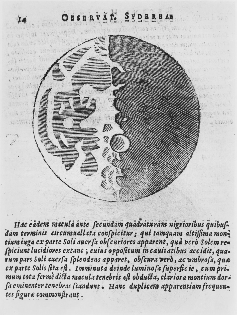 Mapa Měsíce, ilustrace z knihy Sidereus Nuncius od Galilea Galileiho, 1610 od Italian School